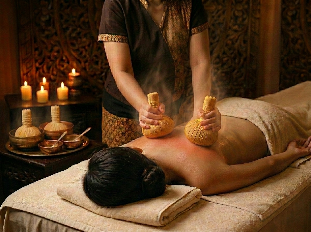 Thai-Kräuterstempel Ölmassage